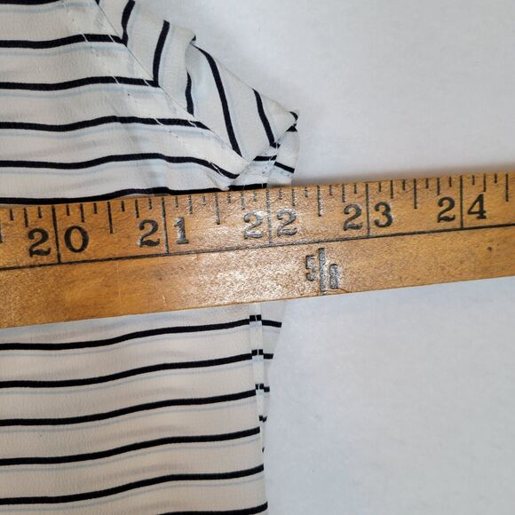Equipment Femme Womens Silk Reese Striped Shirt Size Large White Career Preppy - Picture 8 of 10